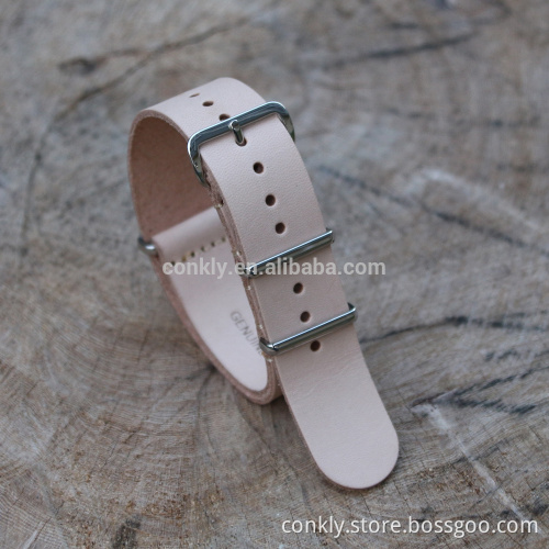 Beige genuine leather nato watch straps factory from CONKLY in China